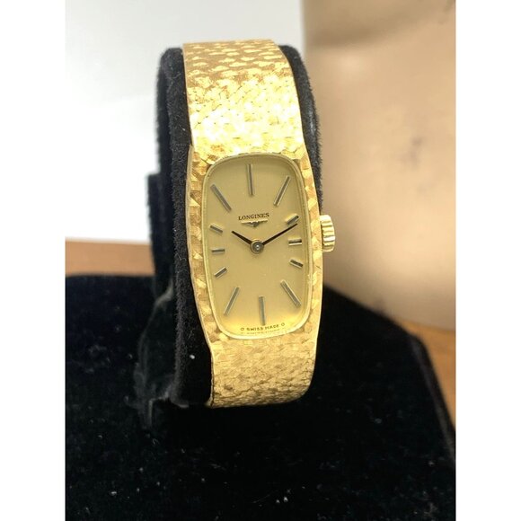 Longines Womens Watch 18k Yellow Gold Textured Vintage 1974 Swiss Hand Wind 15mm - Picture 15 of 16